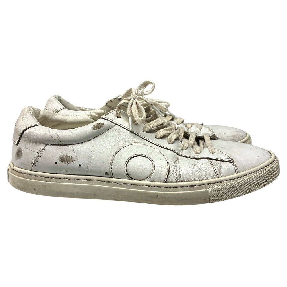 Oliver Cabell Low 1 Luxury Leather Sneakers Mens 8 White Italian Distressed Lace